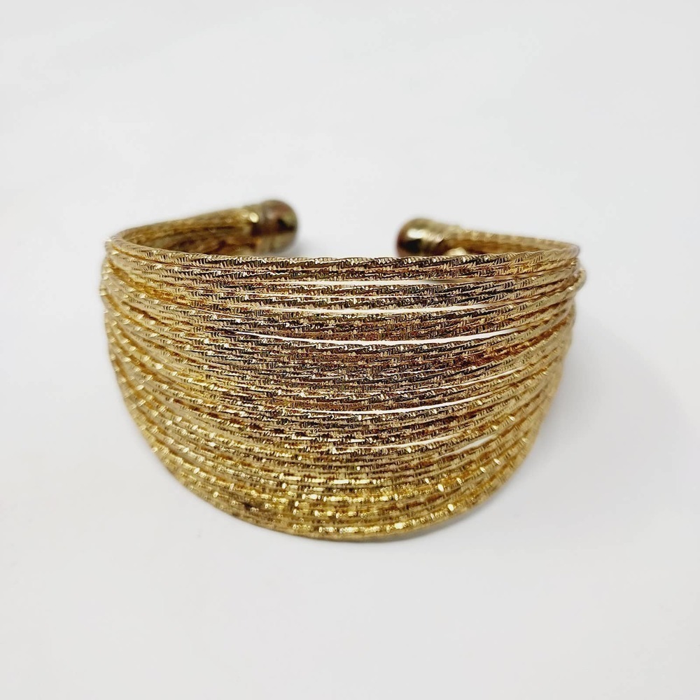 Metal Stranded Wide Bangle Fashion Bracelet Jewelry